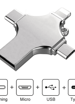 Clé USB 128 GB Compatible Pour Lightning/Type-C/Micro Usb