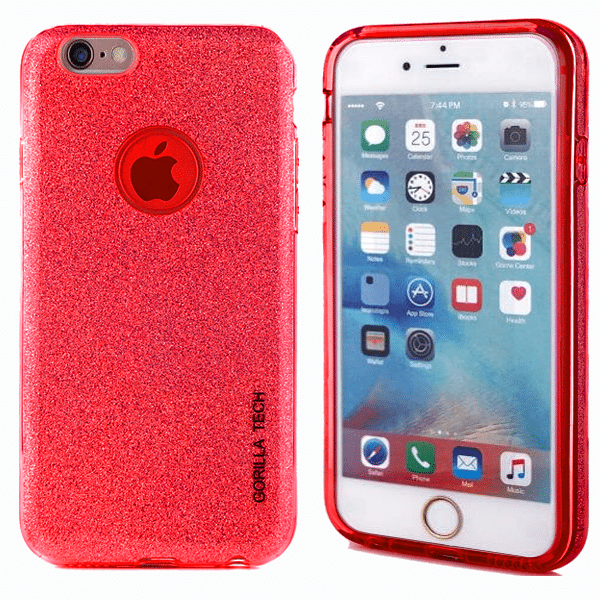 Coque Glitter Gel Gorilla Tech rouge pour Apple iPhone X/XS