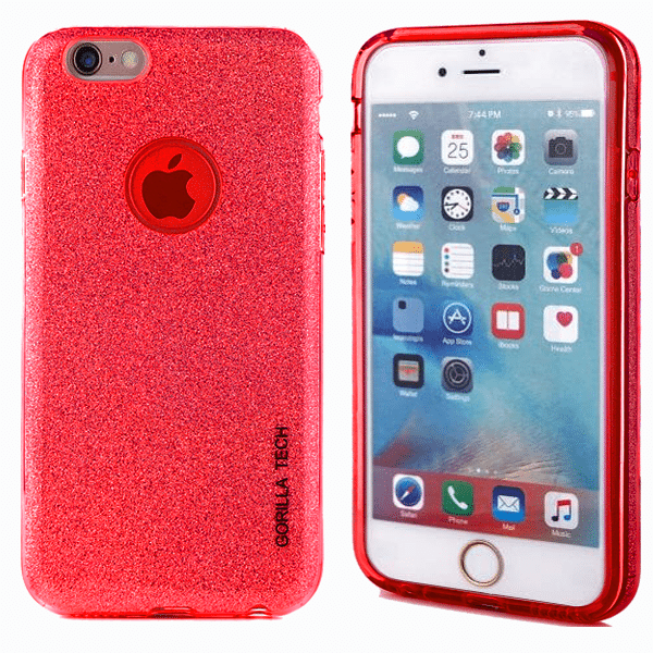 Coque Glitter Gel Gorilla Tech rouge pour Samsung Galaxy J6
