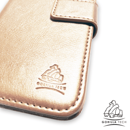 etui portefeuille or chromé gorilla tech pour samsung galaxy s8 plus