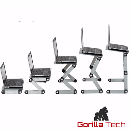 Support Gorilla Tech argent pour ordinateur portable réglable avec ventilateur et tapis (GTT8)