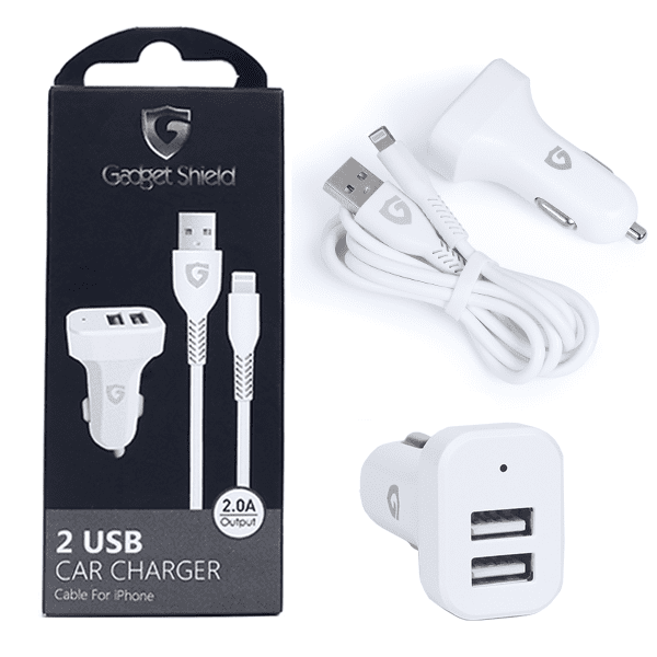 Chargeur Voiture/Prise Allume Cigare Gadget Shield Fast Charger 2 Entrées Avec Cable iPhone/iPad