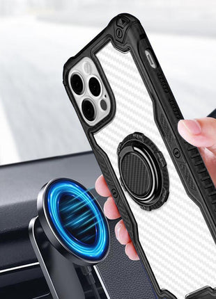 Coque En Carbon Noir- Transparent Ring Shockproof  Pour Apple iPhone 13 Pro