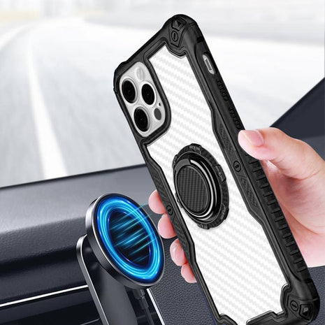 Coque En Carbon Noir- Transparent Ring Shockproof  Pour Apple iPhone 13 Pro