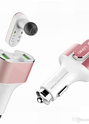 Chargeur voiture / prise allume cigare avec Oreillette Bluetooth 2 entrées LDNIO