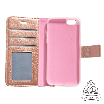 etui portefeuille or chromé gorilla tech pour samsung galaxy s8 plus