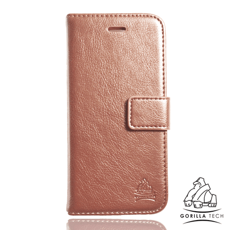 etui portefeuille rose chromé  gorilla tech pour samsung galaxy a3 2017