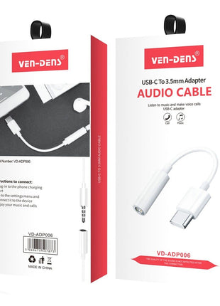 Adaptateur Cable Type-C Vers Mini-Jack 3,5 Mm Ven-Dens VD-ADP006