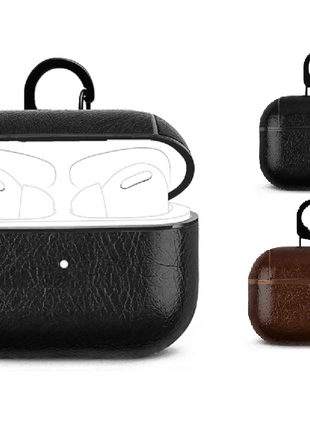 Coque de protection effet cuir noir pour airpods pro