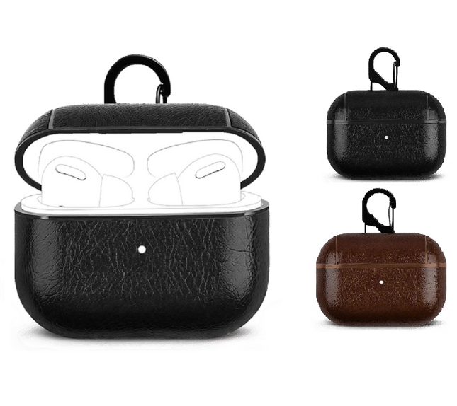 Coque de protection effet cuir noir pour airpods pro