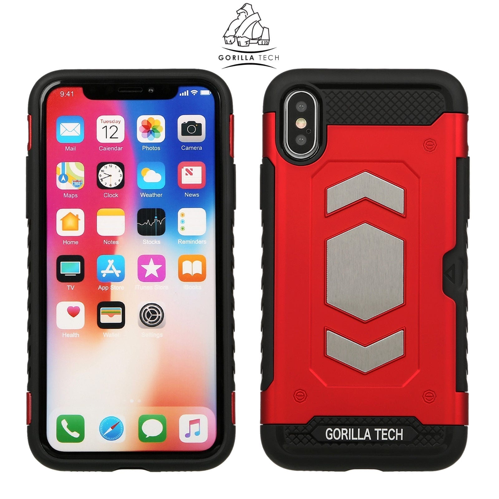 Coque slim armor mirror gorilla tech  rouge pour  Apple iPhone X/XS