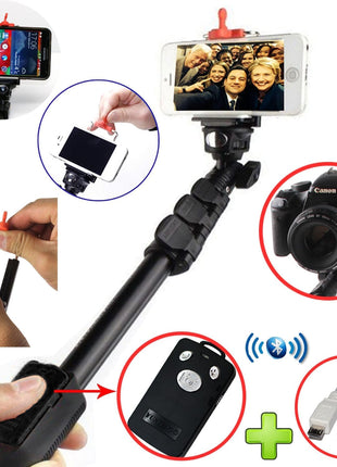 Selfie Stick Monopod Yunteng Buetooth Armor Noir Avec  Télécommande Rechargeable