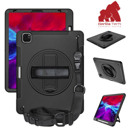 Étui Survivor avec stand rotation 360° Gorilla Tech noir iPad Pro 12.9 (2022) 6th Gen (Strap et Porte Stylo)