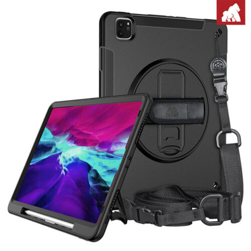Étui Gorilla Tech Survivor Avec Stand Rotating 360° Noir Pour iPad 10.9 (2022) 10th Gen (Strap et Porte Stylo)