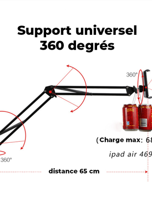 Support universel pour smartphone et tablette extensible 360 degrés (135 CM)