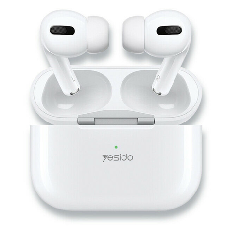 Yesido white bluetooth earphone compatible ios and android with wireless charge