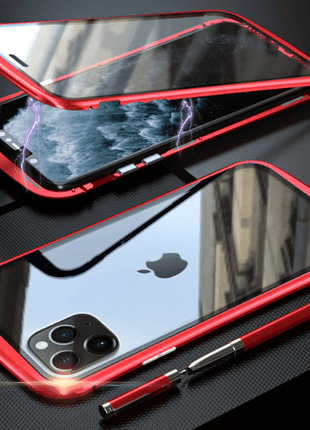 Coque Magnetique Rouge En Verres Deux Faces Pour Samsung Galaxy A50