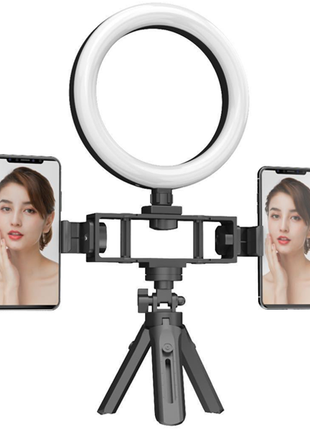 Selfie stick/trépied bluetooth LED avec 2 supports pour smartphone noir (qualité premium)