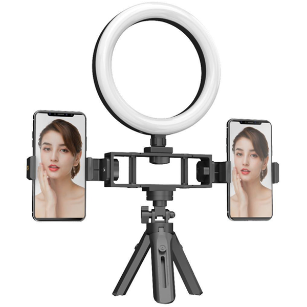 Selfie stick/trépied bluetooth LED avec 2 supports pour smartphone noir (qualité premium)