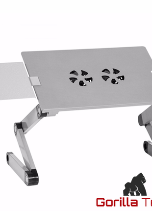 Support Gorilla Tech argent pour ordinateur portable réglable avec ventilateur et tapis (GTT8)