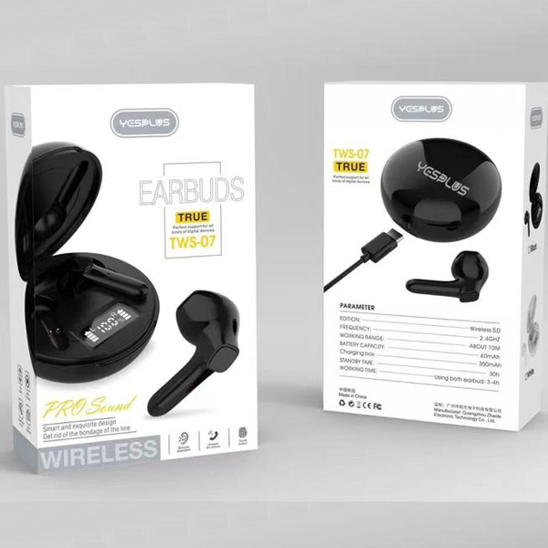 Ecouteur bluetooth YesPlus noir compatible IOS et Android T-07 (qualité  platinium)