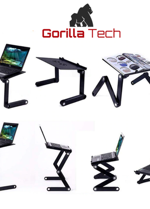 Support Gorilla Tech noir pour ordinateur portable réglable avec ventilateur et tapis (GTX3APRO)