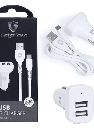 Chargeur Voiture / Prise Allume Cigare Gadget Shield Fast Charger 2 Entrées Avec Cable Type C
