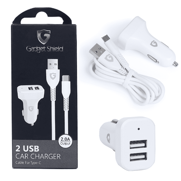 Chargeur Voiture / Prise Allume Cigare Gadget Shield Fast Charger 2 Entrées Avec Cable Type C