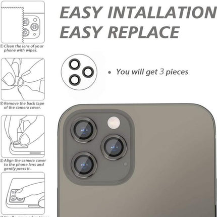 Film En Verre  Noir 3 En 1 Pour Caméra Arrière Apple iPhone 13 Pro/13 Pro Max