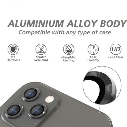 Film En Verre  Noir 3 En 1 Pour Caméra Arrière Apple iPhone 13 Pro/13 Pro Max