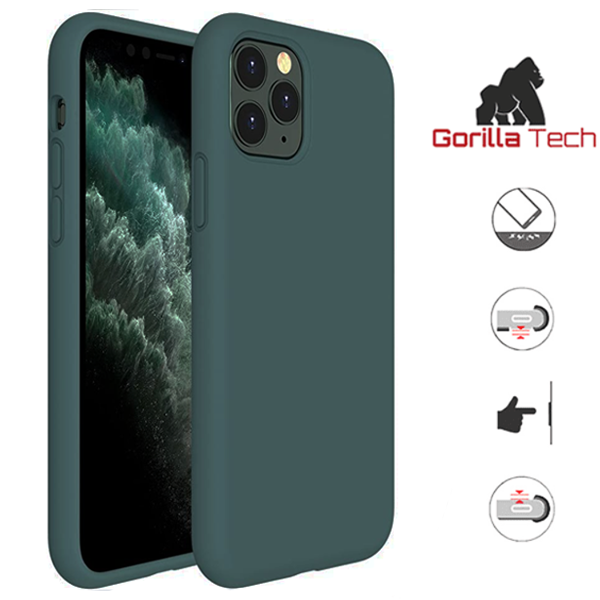 Coque En Silicone Gorilla Tech Vert Midgnight Qualité Premium Pour Apple iPhone 12/12 Pro (6.1")