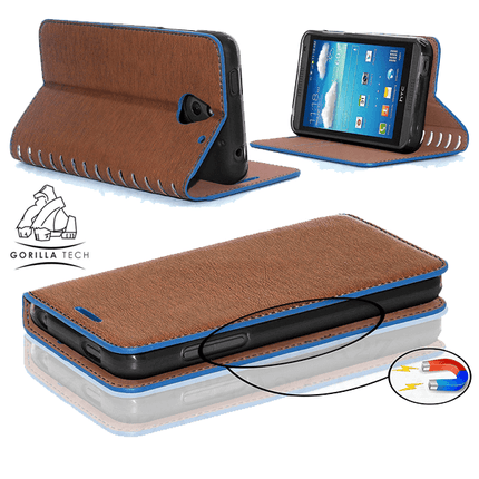 Etui New Book Gorilla Tech Marron Contour Bleu Pour Apple iPhone 6/6S Plus