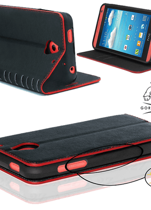 Etui New Book Gorilla Tech Noir Contour Rouge Pour Sony Xperia M5
