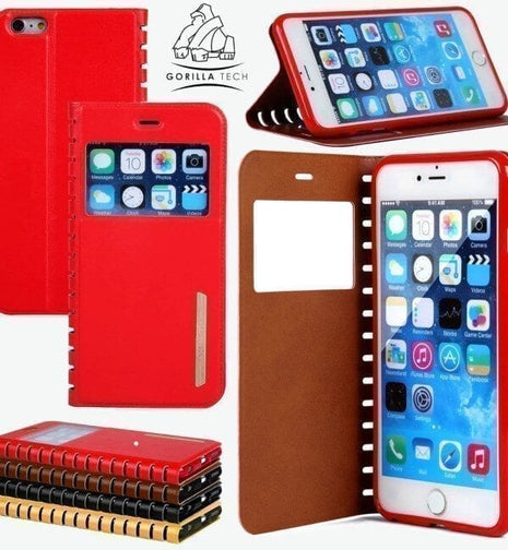 Etui window book Gorilla Tech rouge pour Apple iPhone 6/6S